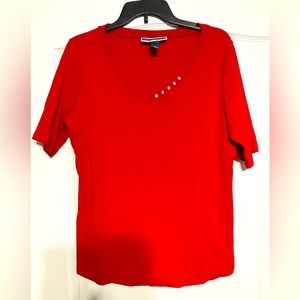 KAREN SCOTT COTON SHORT SLEEVE SHIRT RED